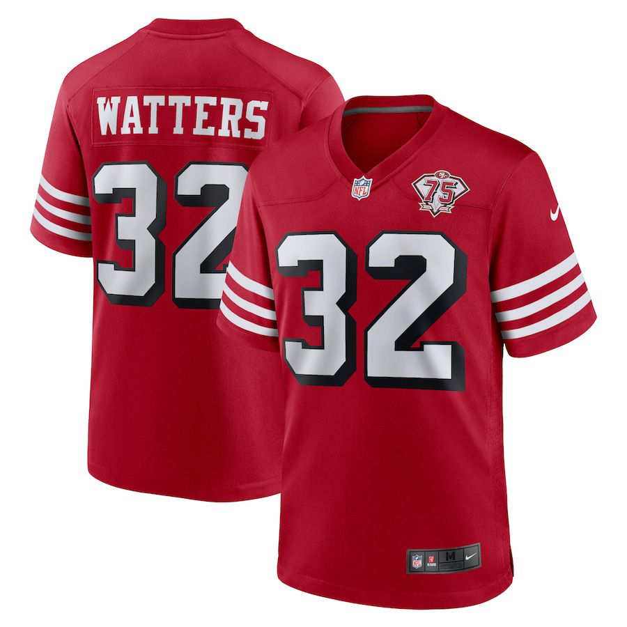 Men San Francisco 49ers 32 Ricky Watters Nike Scarlet 75th Anniversary Alternate Retired Player Game NFL Jersey